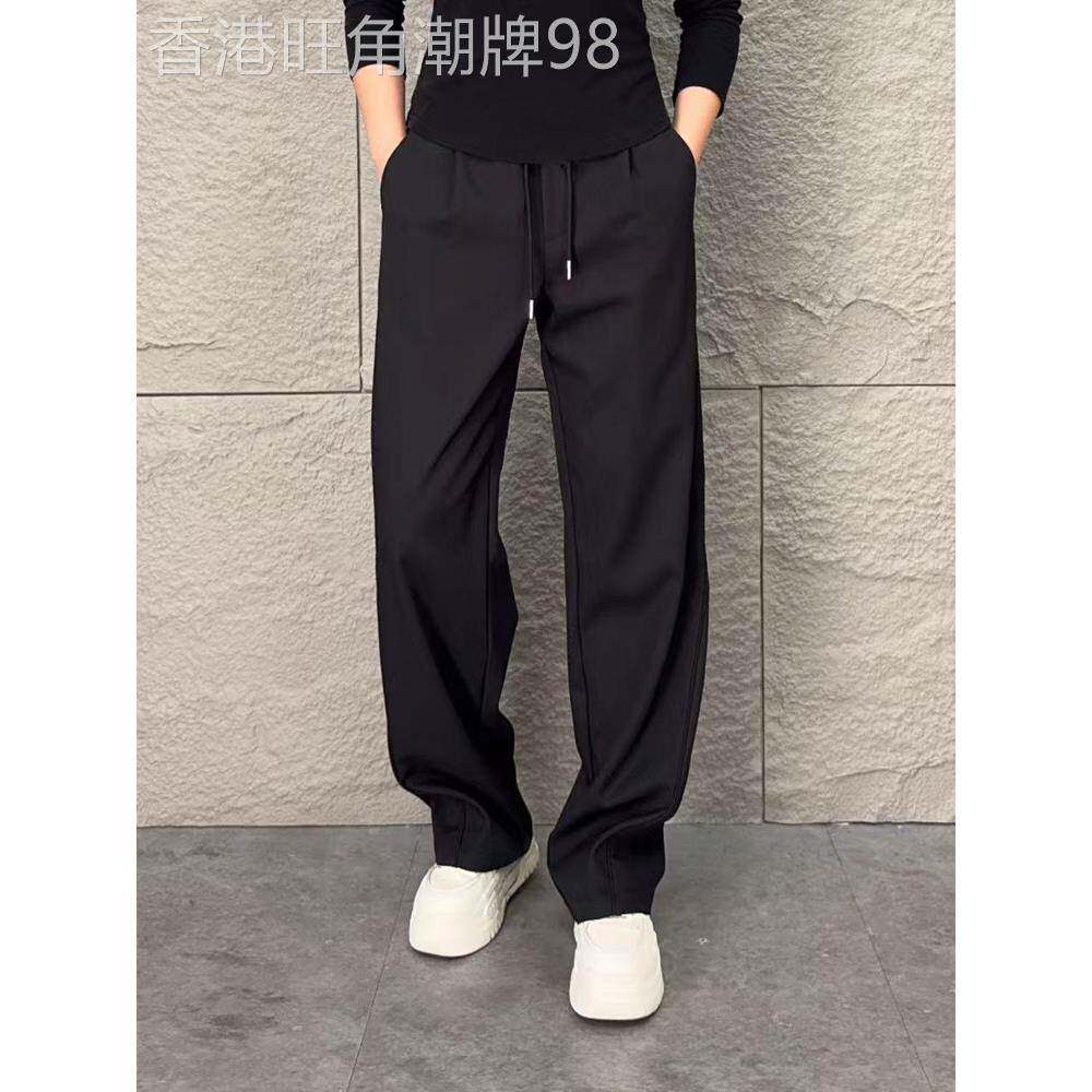 高端垂感宽松弯刀休闲裤男款2025年新款秋冬季松紧腰阔腿裤子男士