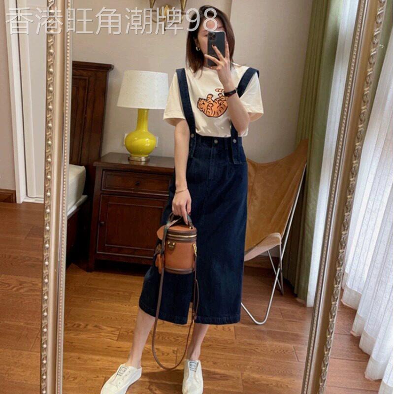 夏季大尺码女装胖MM时尚减龄套装显瘦遮肚抱婴袋牛仔洋装子两件式