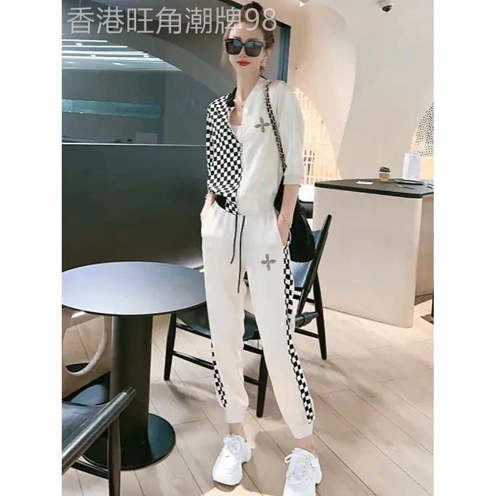 欧洲站时尚休闲运动套装女夏季薄款2026年新款小个子中袖两件套潮