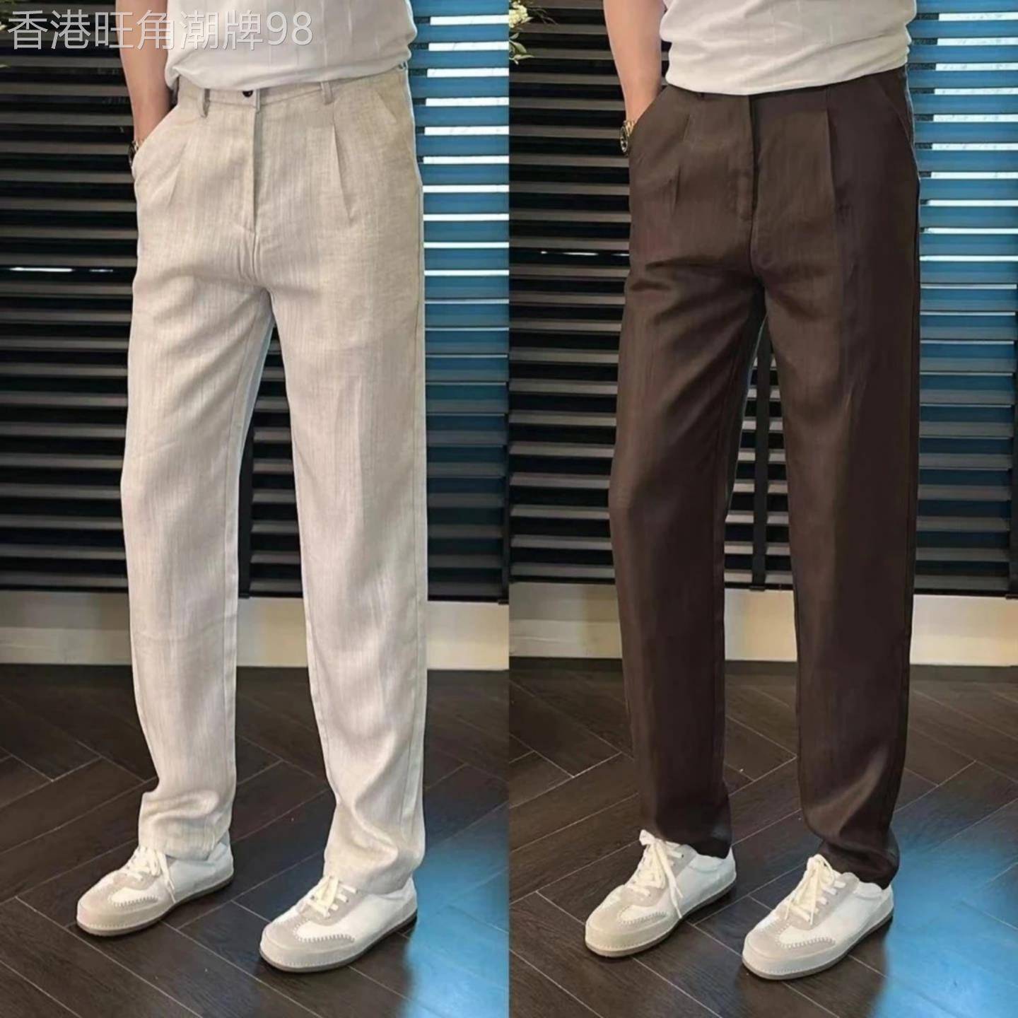 潮牌韩版新款时尚舒适休闲裤长裤男士夏季高级感简约直筒裤休闲裤
