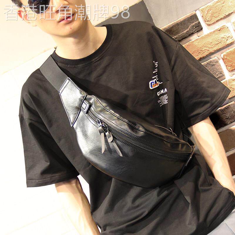 真皮大容量男士胸包时尚日韩复古牛皮单肩包斜跨腰包潮牌小揹包潮