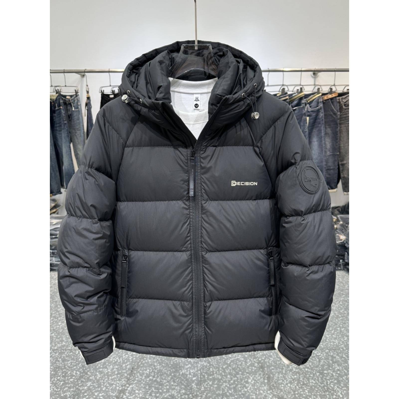 代购2025冬季新款90绒连帽羽绒服男拉炼口袋青年鸭绒上衣外套