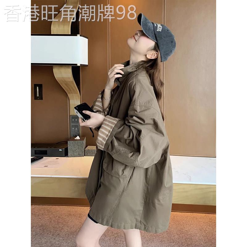 咖色工装外套女春秋2025新款宽松显瘦百搭中长款休闲夹克开衫上衣