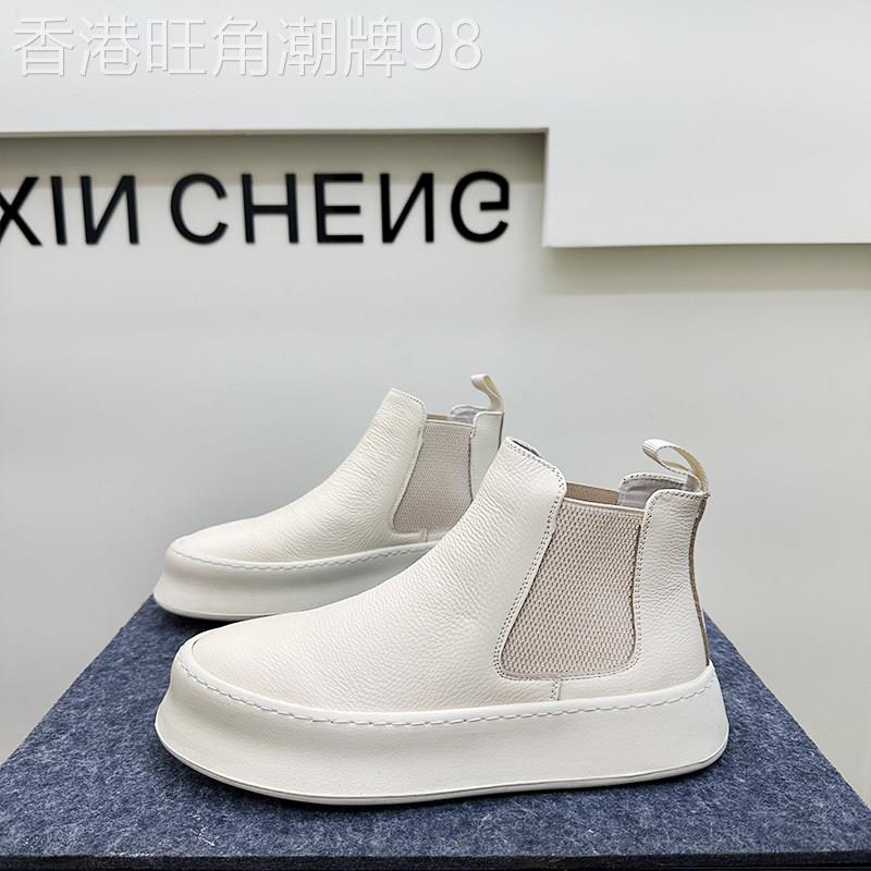 走在时尚的前沿『欧美设计风』力荐！头层牛皮一脚蹬高帮马丁鞋男