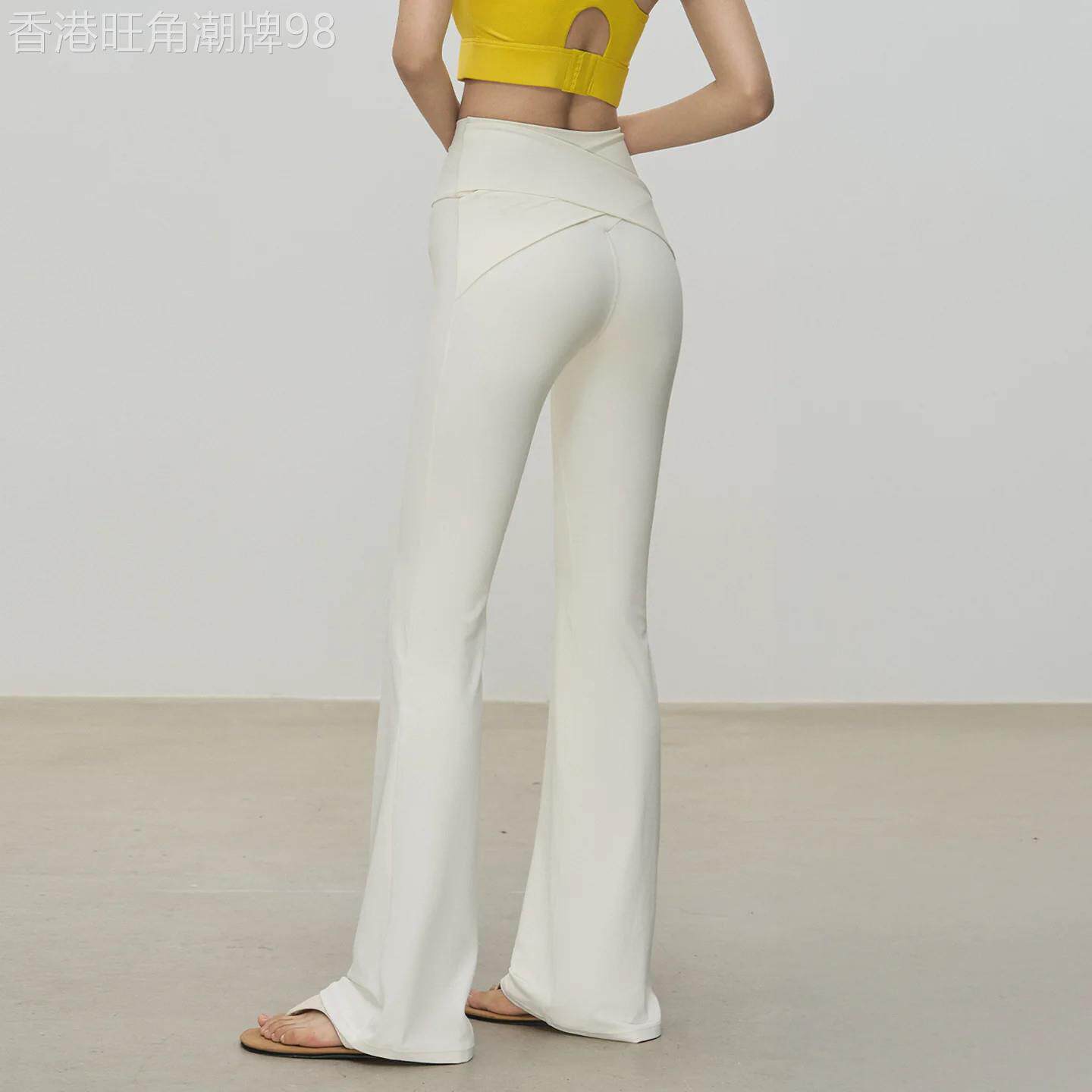 白色高弹紧身微喇瑜伽裤女2026春秋新款普拉提显瘦健身运动喇叭裤