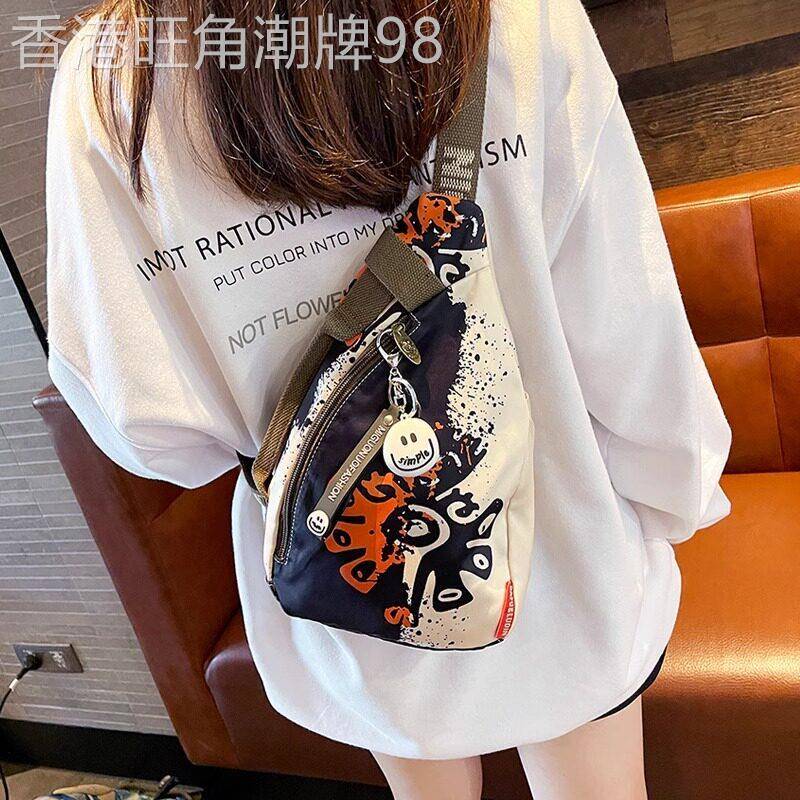 法国MlcanI Kans胸包女包包2025新款运动骑行印花单肩包斜跨揹包