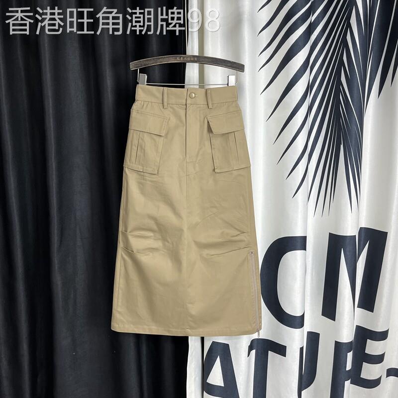 复古工装半身裙女2026夏季新款韩版高腰显瘦中长款拉链开叉a字裙