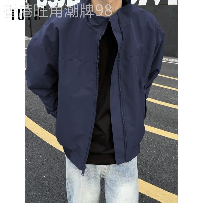 冲锋衣外套男士春秋季短款立领飞行员夹克衫潮流百搭廓形工装上衣