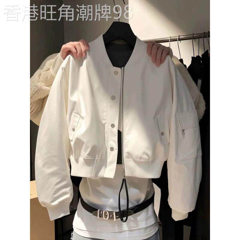 白色长袖外套女2026新款秋季超火减龄独特漂亮棒球服时髦洋气夹克