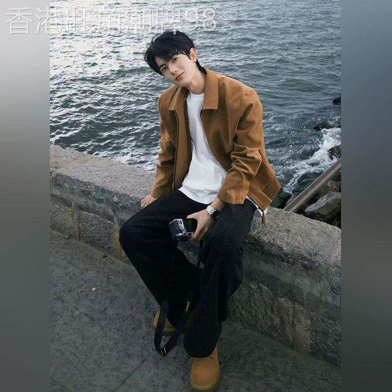 轻奢美拉德休闲宽松百搭夹克男生秋季美式潮流高级感痞帅短款外套