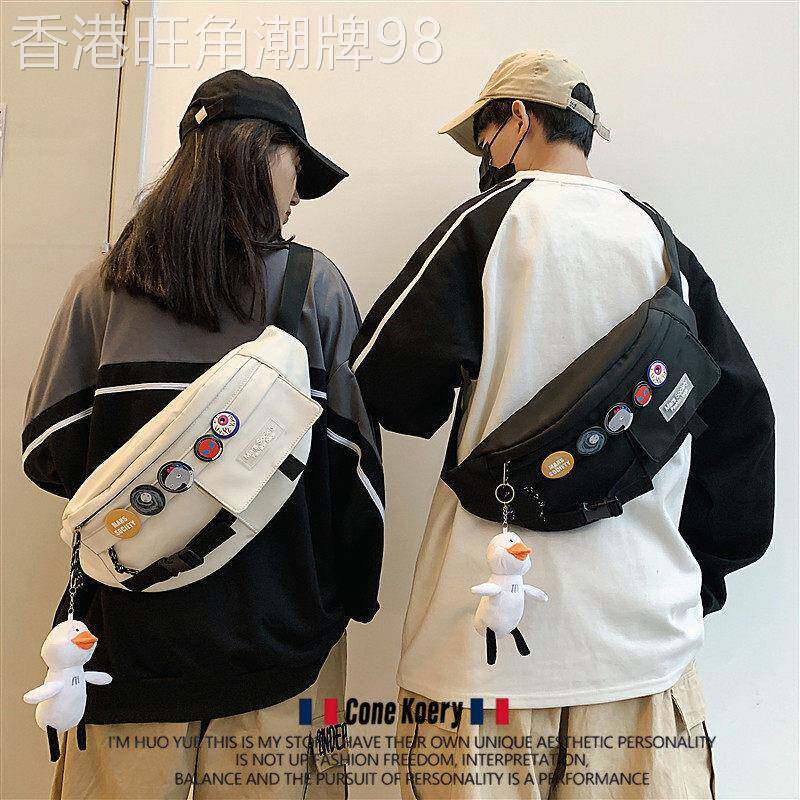 法国斜挎包男士休闲日系小背包胸包斜跨女单肩包男潮学生运动腰包