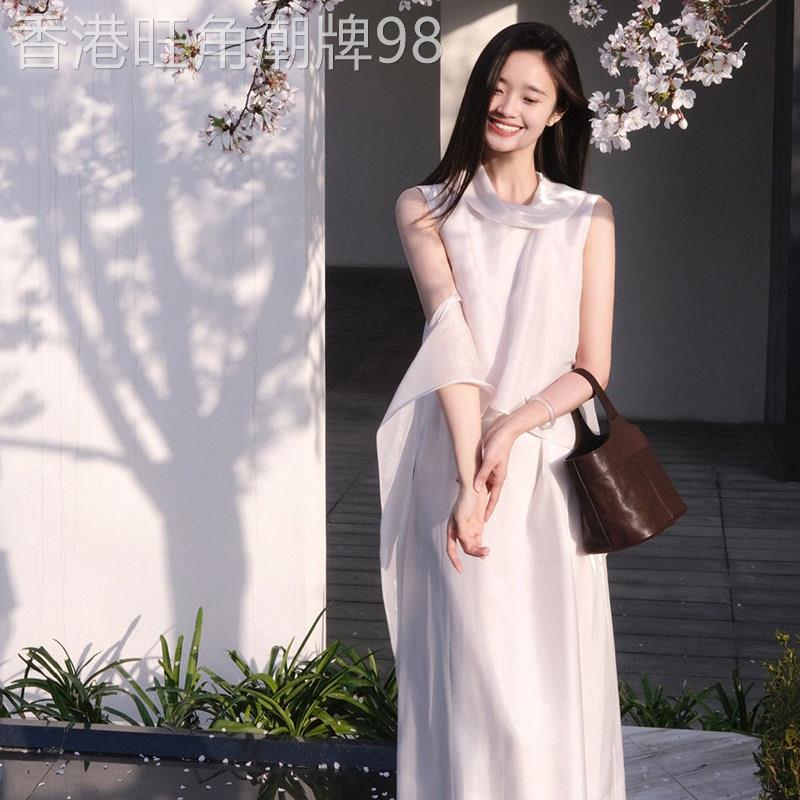 法式气质白色无袖连衣裙女夏季2025新款高级感简单大方宽松长裙子