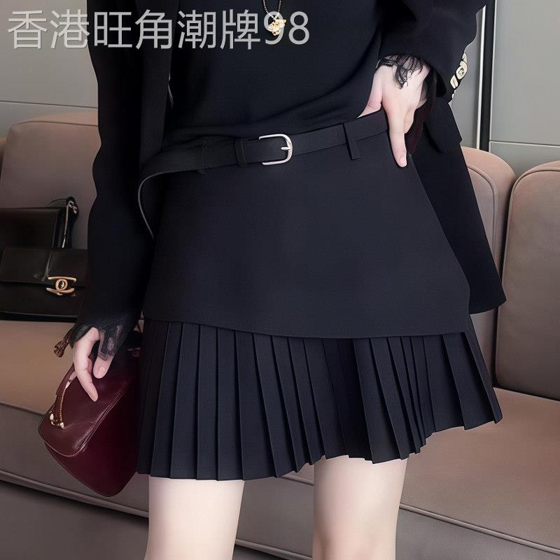 黑色百褶短裙女2026夏季新款高腰不规则设计感显瘦减龄时尚半身裙