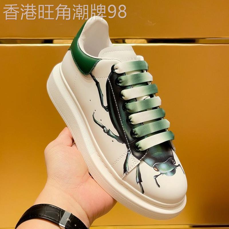 韩国专柜欧洲站男鞋子轻奢潮牌印花休闲板鞋真皮百搭厚底小白鞋男
