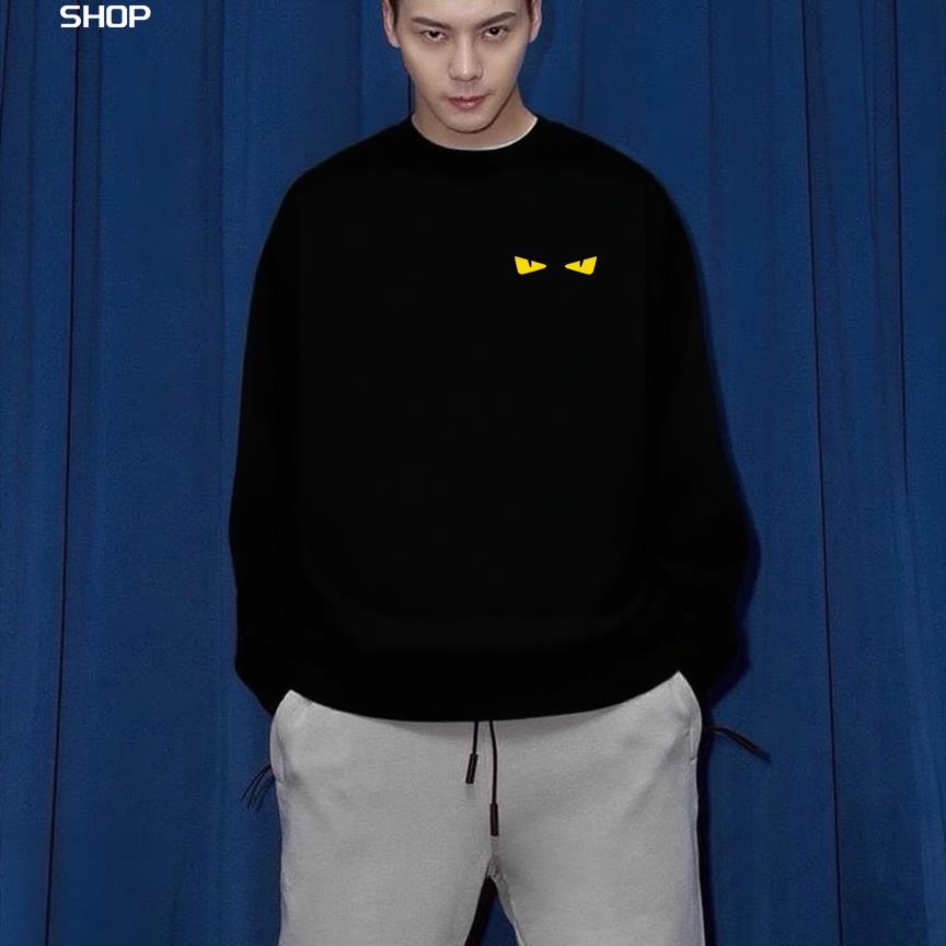 香港潮牌恶魔眼睛圆领卫衣2025秋冬季新款宽松上衣服纯棉大码重磅