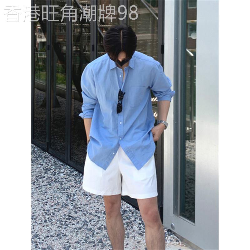 轻奢棉麻长袖衬衫套装男2026夏季慵懒风开衫亚麻工装短裤两件套潮
