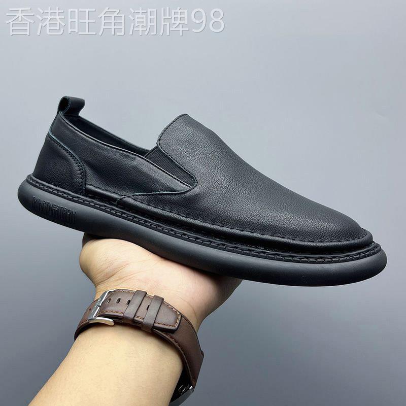IT ins潮牌休闲鞋男头层牛皮牛筋软底轻便一脚蹬懒人套脚豆豆鞋