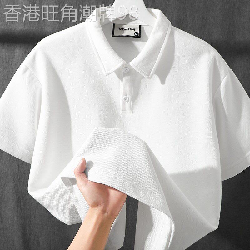 2025高级感夏季休闲纯白色亨利领翻领短袖男女简约时尚纯棉POLO衫