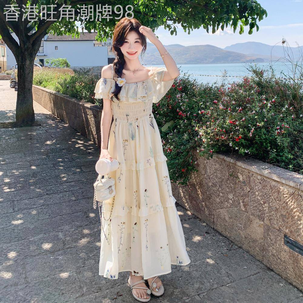 法式超好看独特漂亮绝美绣花洋装2026年夏季新款显瘦吊带长裙子