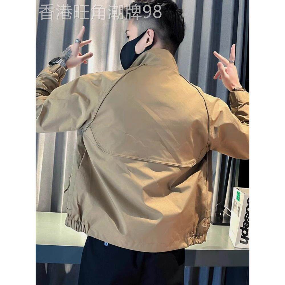 时尚品牌开襟羊毛衫立领工作夹克男士春秋冬新款休闲飞行夹克男士