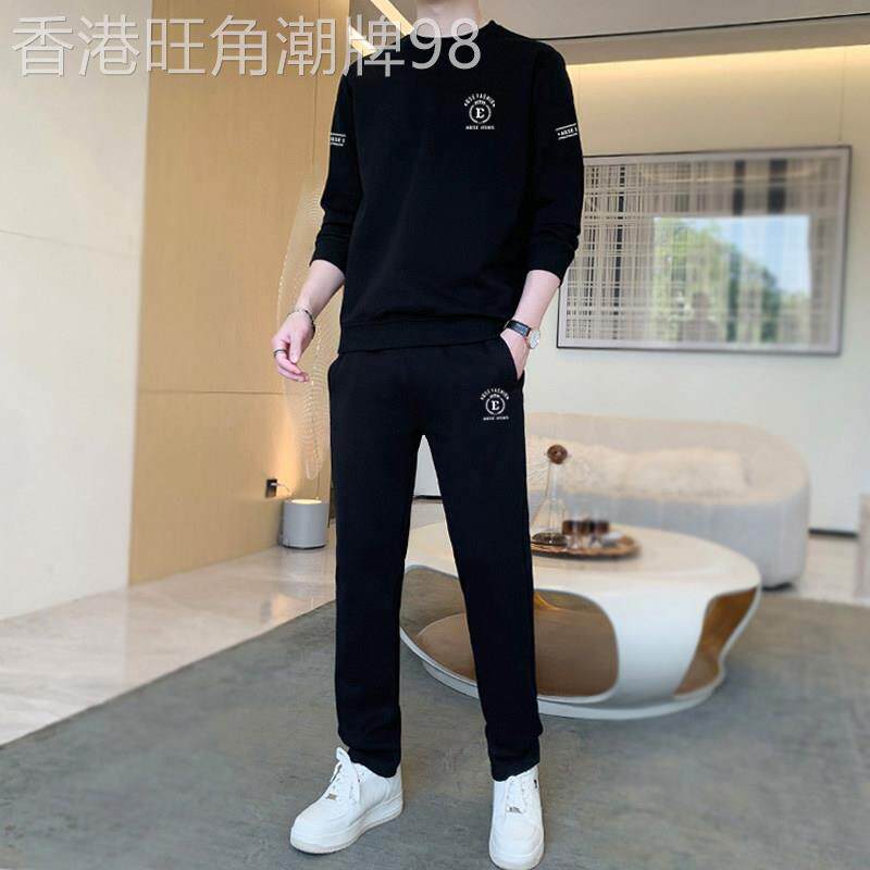 休闲卫衣套装男2025春秋季新款时尚简约运动服冬季加绒男装两件套