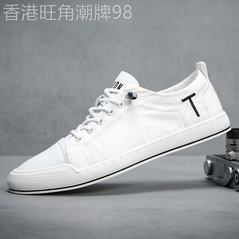 vkwwhy欧洲站男鞋2025新款男士透气帆布鞋薄款软底一脚蹬小白鞋男