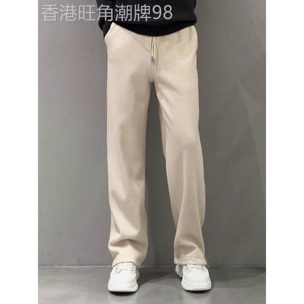 直筒休闲裤男士春秋冬季潮流宽松垂感纯色运动长裤子高街阔腿卫裤