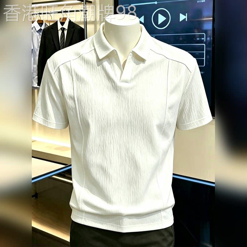 高端肌理感海鸥领Polo衫男款2026夏季速干凉感T恤美式V领正肩短袖
