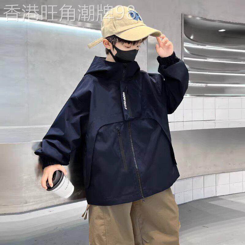 法国男童外套春秋款2026新款中大儿童春季冲锋衣春装男孩痞帅气潮