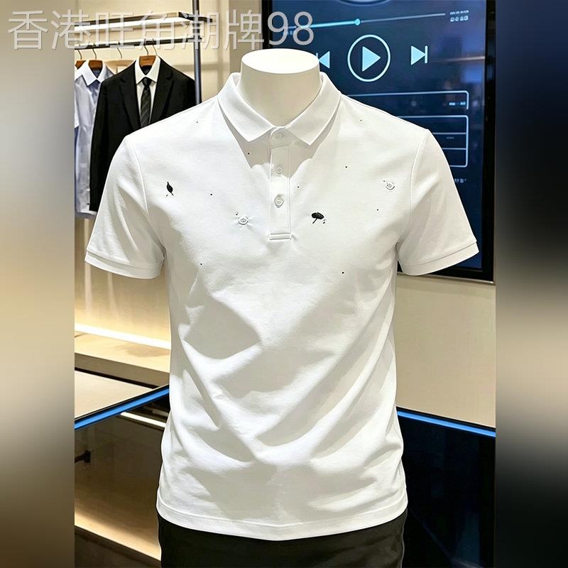 高端花卉刺绣polo衫短袖男士2026夏季时尚翻领百搭美式半袖T恤潮