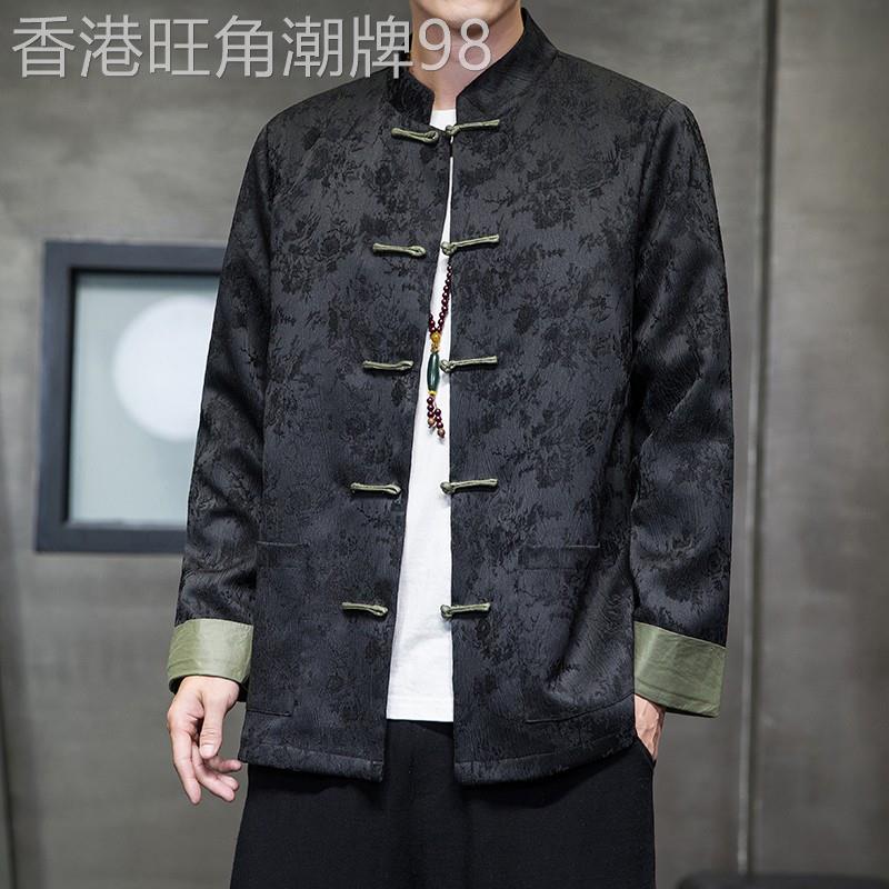 轻奢中国风休闲盘扣唐装夹克国潮男春秋暗花中山装外套民族风男装