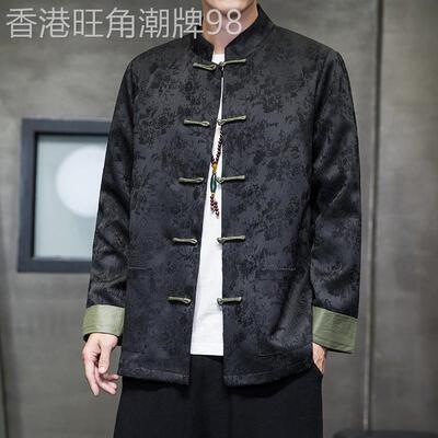 轻奢中国风休闲盘扣唐装夹克国潮男春秋暗花中山装外套民族风男装