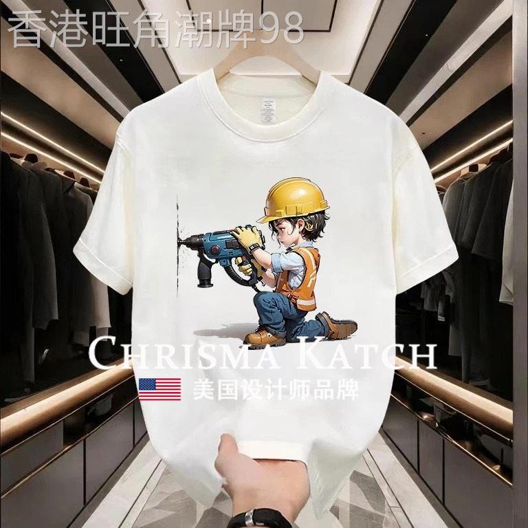 出口美国Chrisma Katch~休闲宽松纯棉百搭半袖圆领卡通短袖