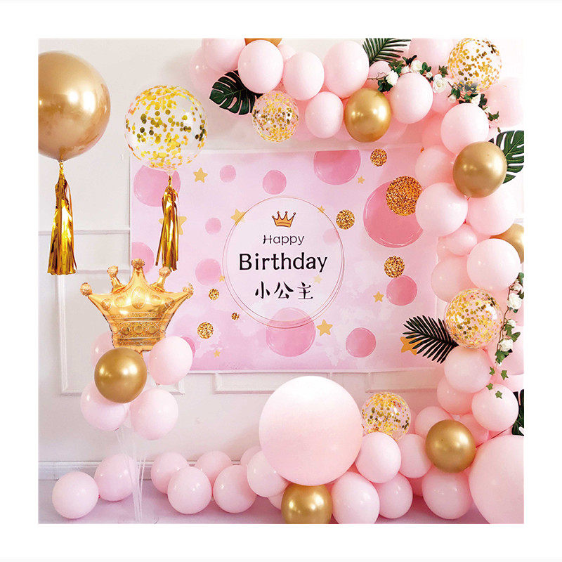 网红生日装饰背景布置铝膜气球套装男女孩儿童Q生日主题背景墙套