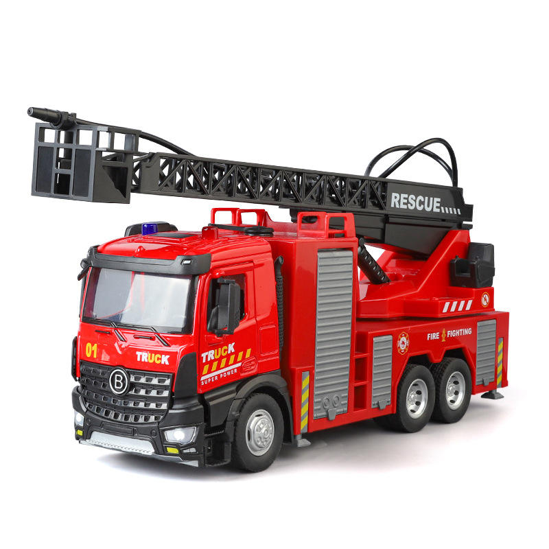 新款1:30大号云梯消防车合金工程车模型声光喷水玩具儿童礼物