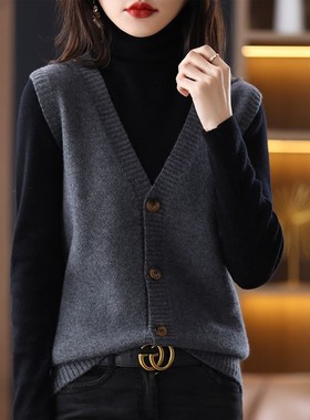 针织毛衣马甲开衫上衣早秋季2025年新爆款女装坎肩背心外穿马夹