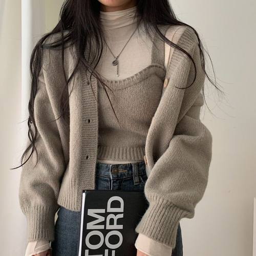 韩国温柔慵懒风毛衣外套