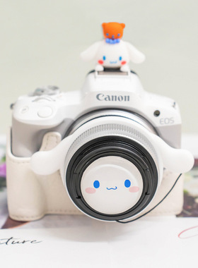 适配佳能R50索尼ZVE10富士43 49 58 67 72mm镜头的卡通风格镜头盖