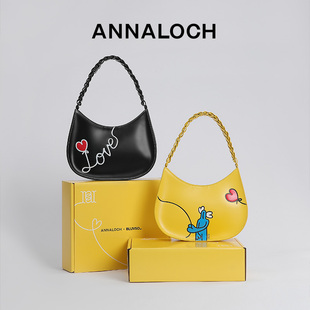ANNALOCH新款 艺术联名jill单肩包百搭轻奢原创小众真皮腋下包女包