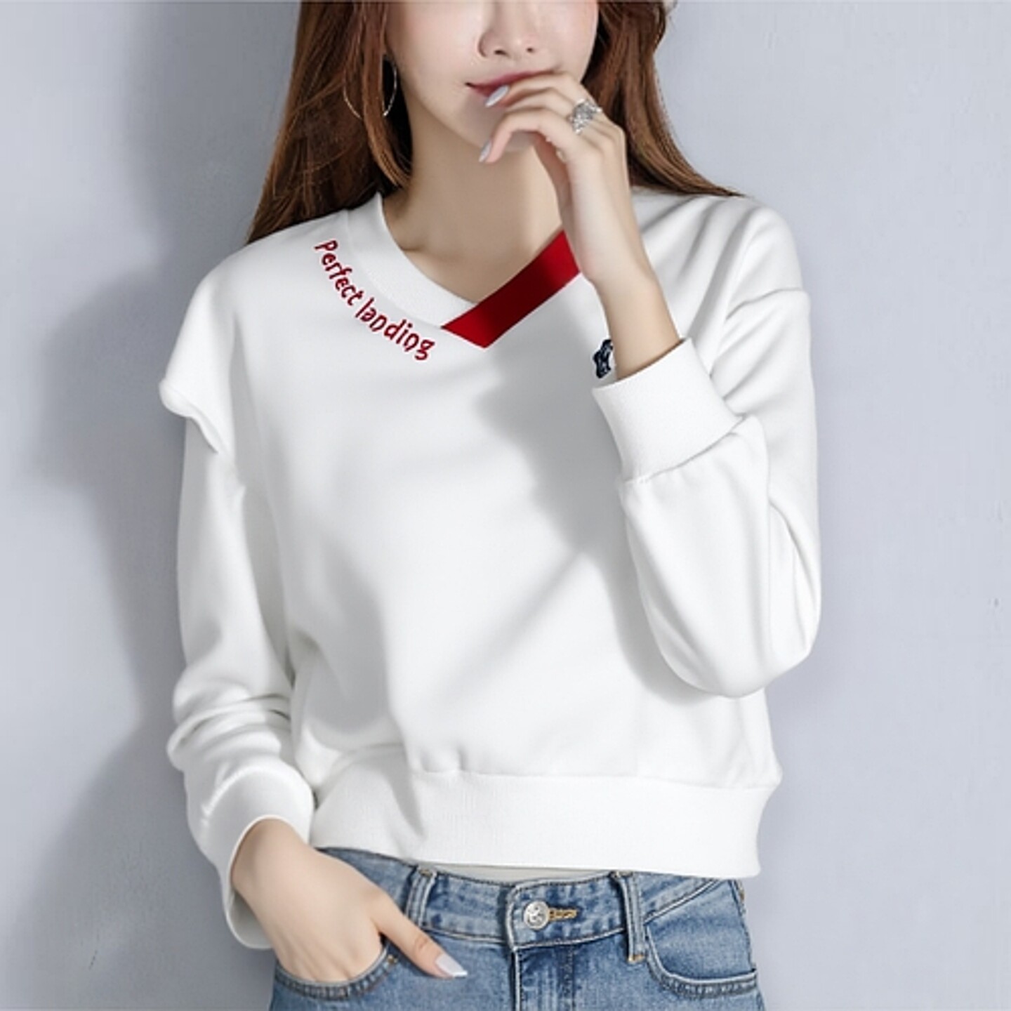 361女装套头卫衣专柜正品2025冬季新款休闲宽松含棉V领卫衣9809