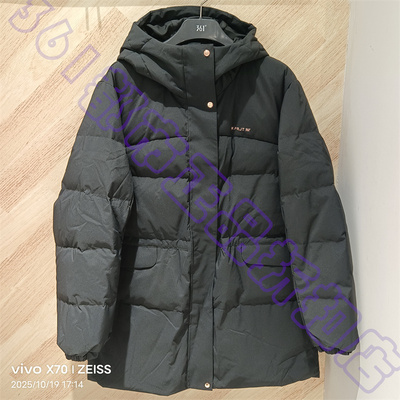361女装中羽绒服专柜正品2025冬季新款中长款连帽羽绒外套4316