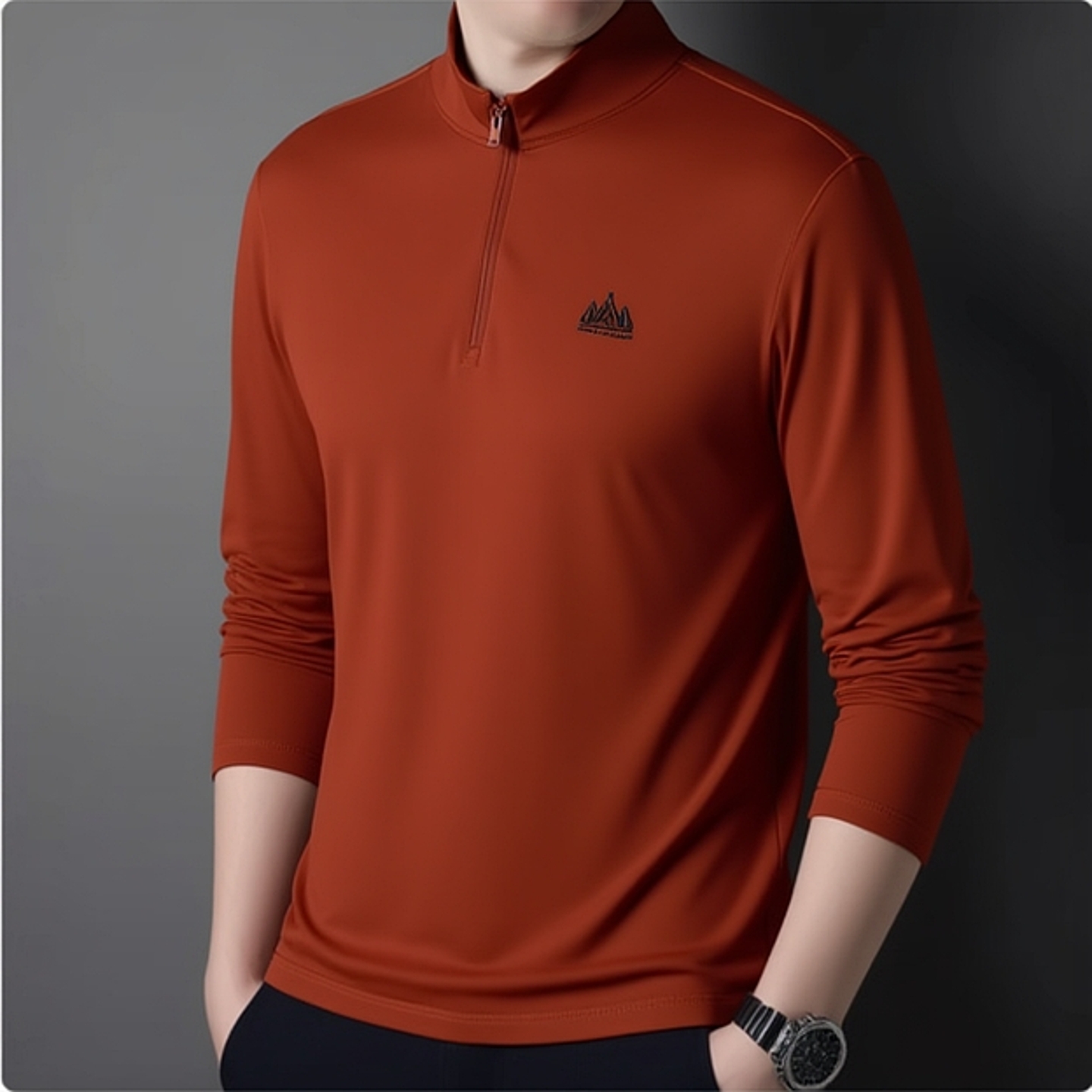 361男装立领长T恤专柜正品2025冬季新款保暖打底加绒长袖T恤3101