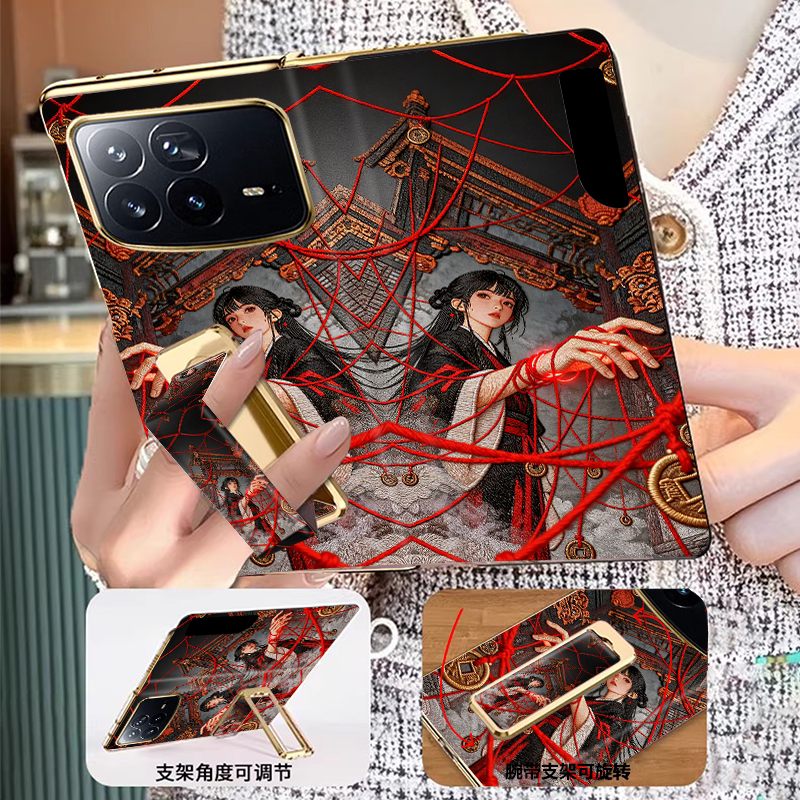 翻盖腕带支架适用小米mixfold4手机壳新款折叠屏高级感fold4创意国潮风轻奢时尚女款磁吸一体全包防摔保护套