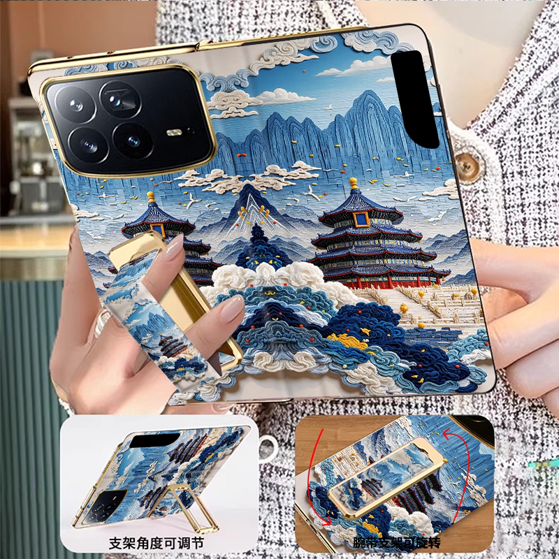 翻盖腕带支架适用小米mixfold4手机壳新款折叠屏高级感fold4创意天坛国潮风轻奢时尚女款磁吸一体防摔保护套