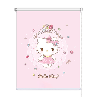 卡通KT猫卧室客厅遮阳卷拉式窗帘厨房浴室防水防油免打孔安装卷帘