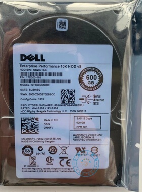 Dell/戴尔 0R95FV 600G 10K SAS 12G 2.5寸 R95FV 服务器硬盘
