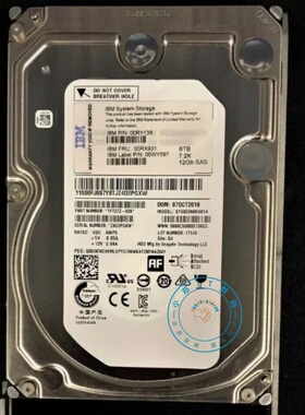 IBM 00RY138 00RX931 6T SAS 7.2K 3.5 V3500 V3700 存储硬盘
