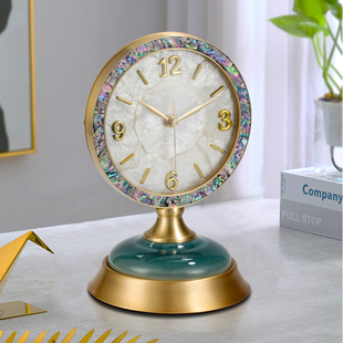 轻奢座钟简约现代高端时钟台钟 座钟客厅家用黄铜台式 钟表摆件欧式