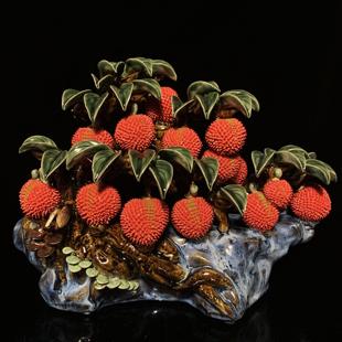 石湾公仔陶瓷满堂红摆件家居玄关客厅荔枝桌面装饰品乔迁新居礼物