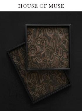 缪斯家 东方古韵/“木质流纹”托盘梳妆台化妆品收纳香薰盘摆件